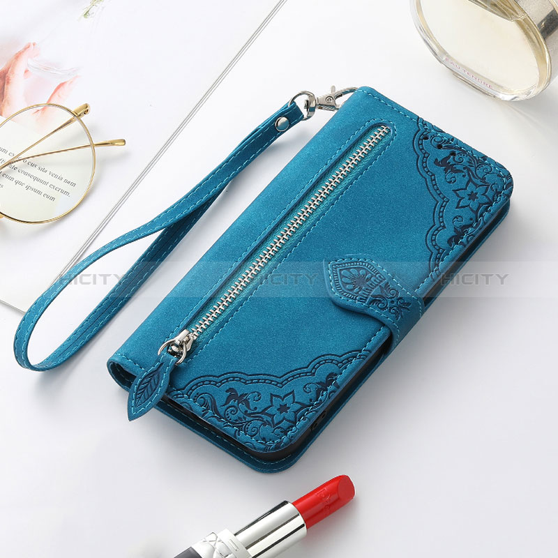 Coque Portefeuille Motif Fantaisie Livre Cuir Etui Clapet S07D pour Samsung Galaxy S24 Plus 5G Bleu Plus