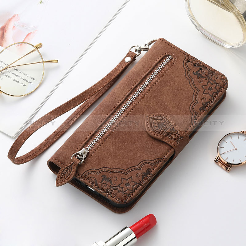 Coque Portefeuille Motif Fantaisie Livre Cuir Etui Clapet S07D pour Samsung Galaxy S24 Plus 5G Marron Plus