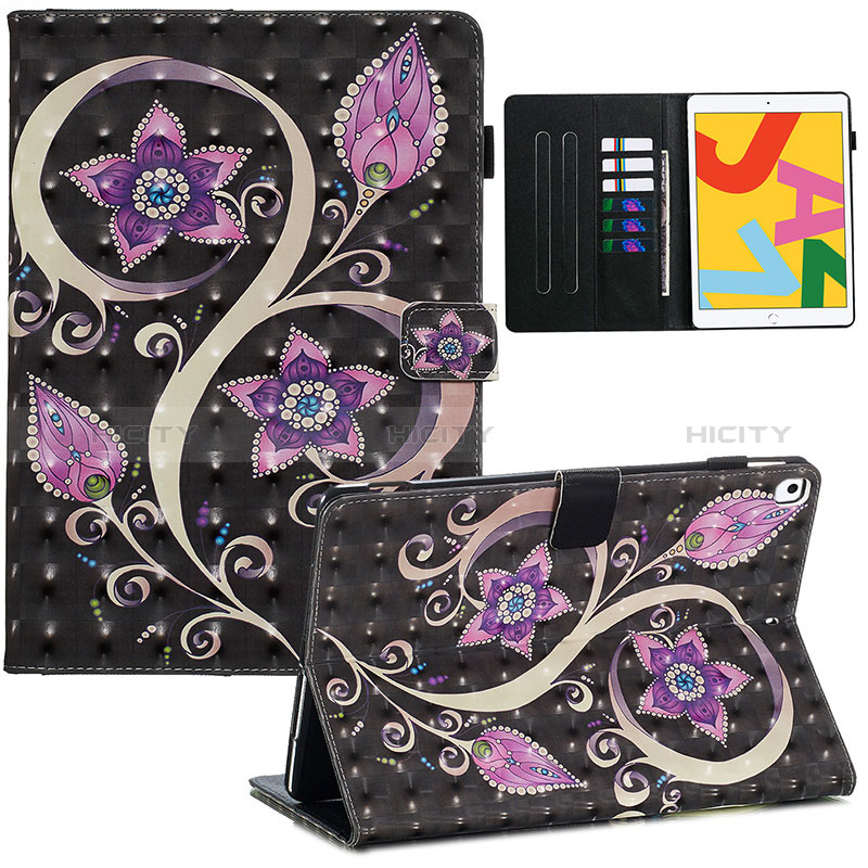 Coque Portefeuille Motif Fantaisie Livre Cuir Etui Clapet Y01B pour Apple iPad 10.2 (2021) Noir Plus