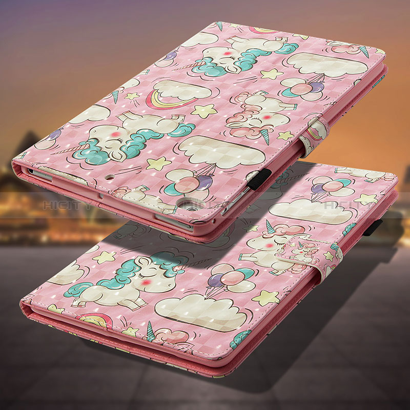 Coque Portefeuille Motif Fantaisie Livre Cuir Etui Clapet Y01B pour Apple iPad Air Rose Plus