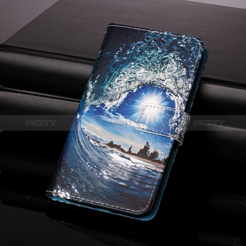 Coque Portefeuille Motif Fantaisie Livre Cuir Etui Clapet Y01B pour Samsung Galaxy A21s Bleu Royal Plus