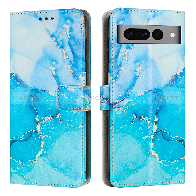 Coque Portefeuille Motif Fantaisie Livre Cuir Etui Clapet Y01X pour Google Pixel 7 Pro 5G Bleu Plus