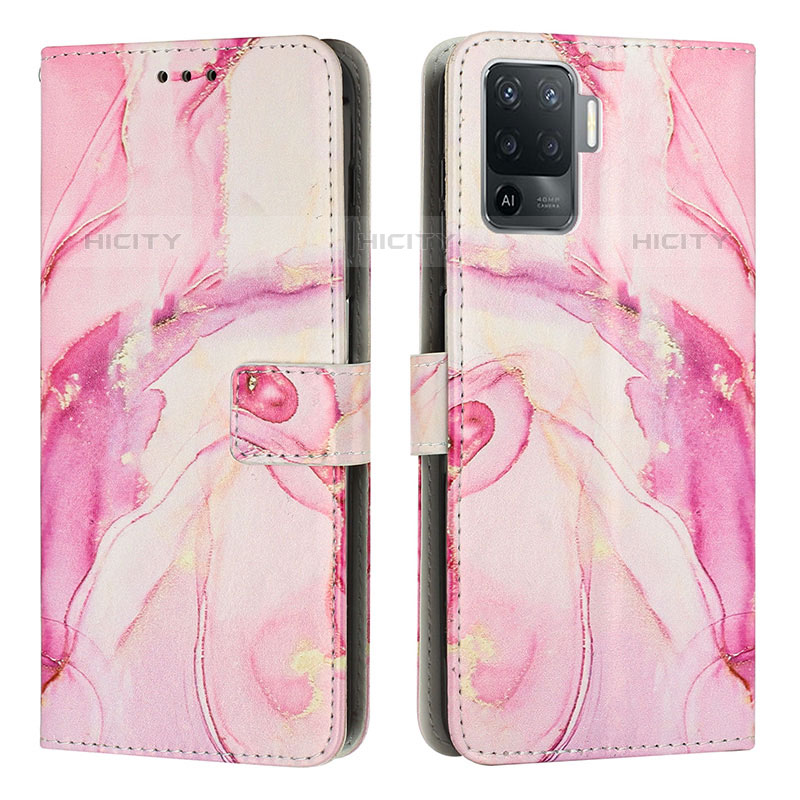 Coque Portefeuille Motif Fantaisie Livre Cuir Etui Clapet Y01X pour Oppo F19 Pro Rose Plus