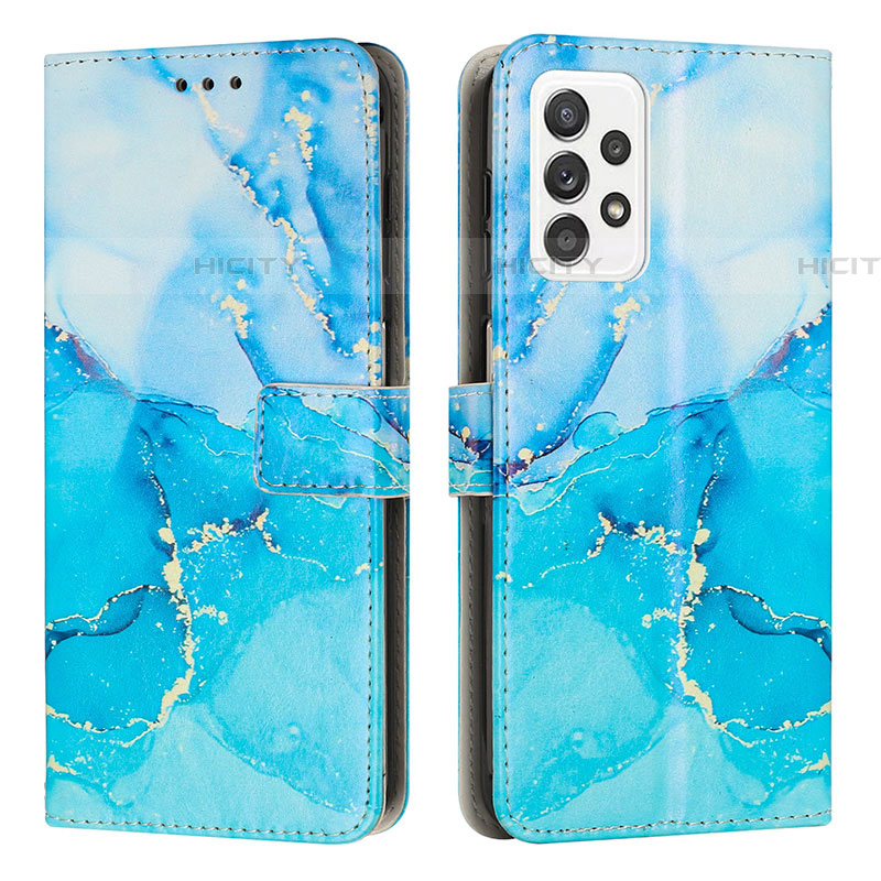 Coque Portefeuille Motif Fantaisie Livre Cuir Etui Clapet Y01X pour Samsung Galaxy A52 5G Bleu Plus