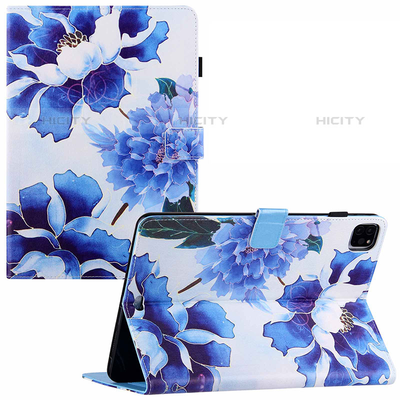 Coque Portefeuille Motif Fantaisie Livre Cuir Etui Clapet Y02B pour Apple iPad Pro 11 (2020) Bleu Plus