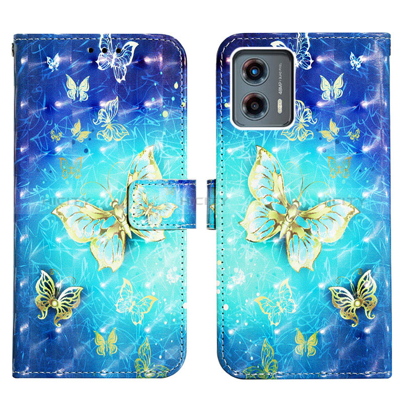 Coque Portefeuille Motif Fantaisie Livre Cuir Etui Clapet Y02B pour Motorola Moto G 5G (2023) Bleu Ciel Plus