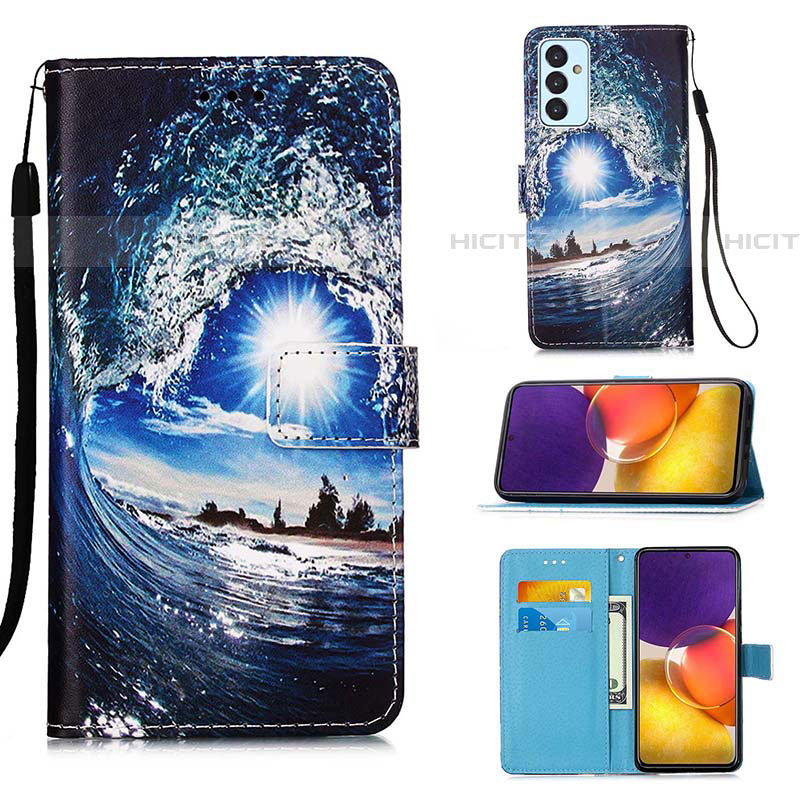 Coque Portefeuille Motif Fantaisie Livre Cuir Etui Clapet Y02B pour Samsung Galaxy A05s Bleu Royal Plus