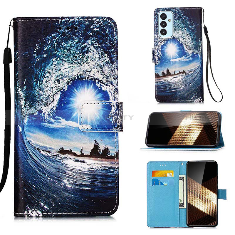 Coque Portefeuille Motif Fantaisie Livre Cuir Etui Clapet Y02B pour Samsung Galaxy A15 4G Bleu Royal Plus