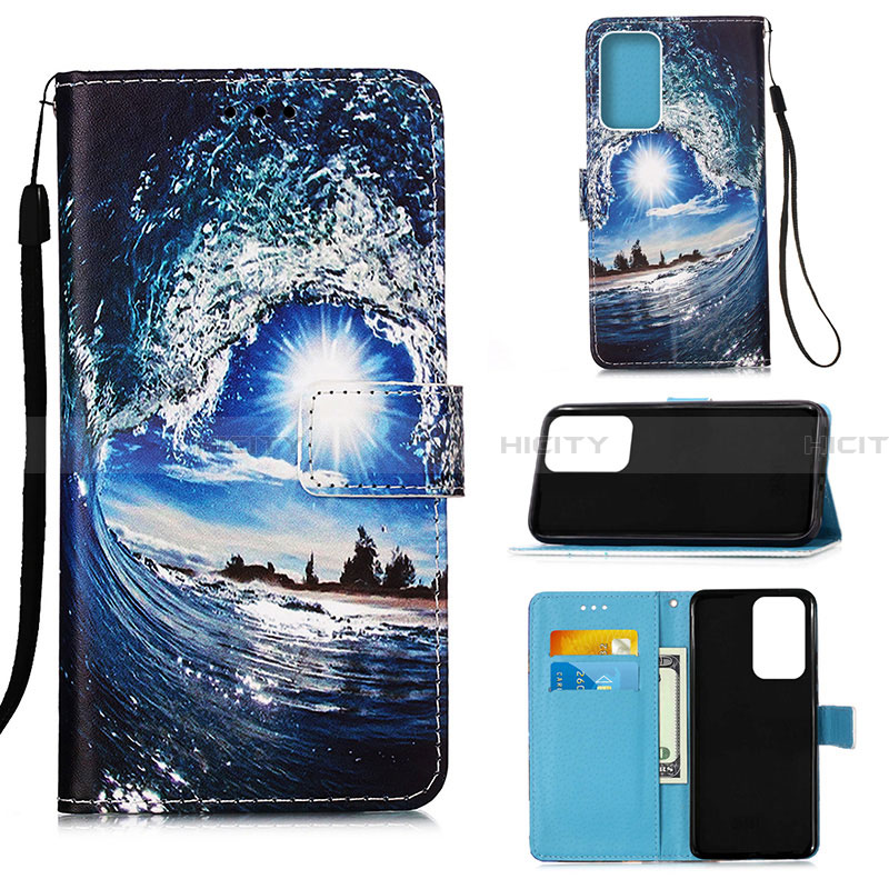 Coque Portefeuille Motif Fantaisie Livre Cuir Etui Clapet Y02B pour Samsung Galaxy A33 5G Bleu Royal Plus