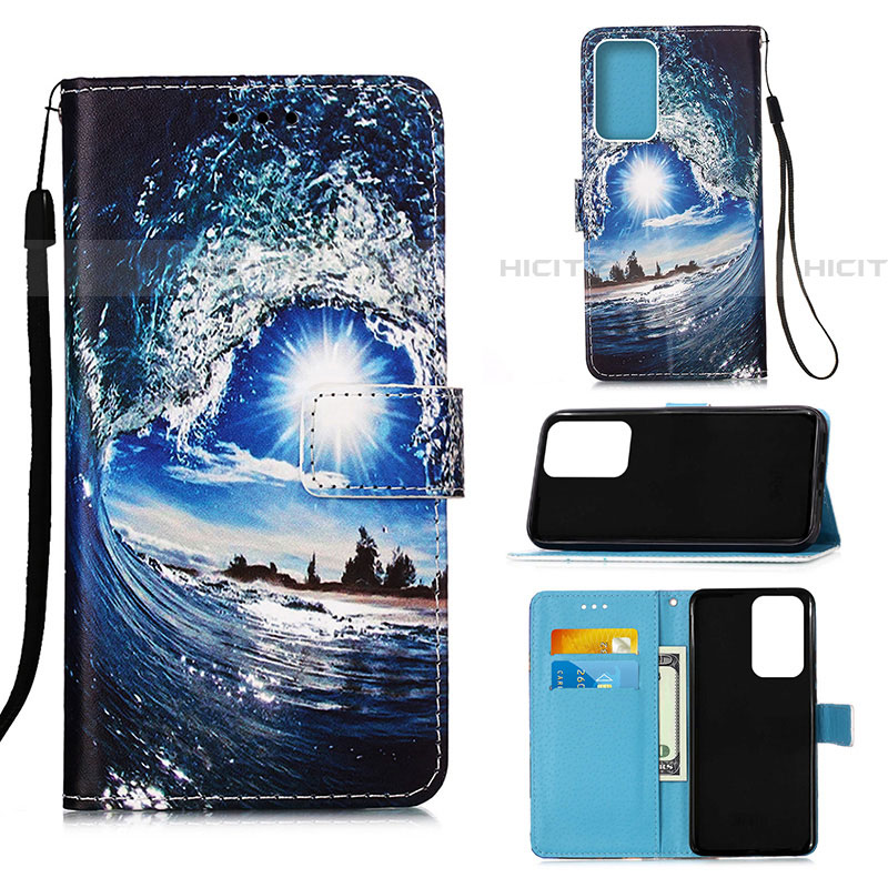 Coque Portefeuille Motif Fantaisie Livre Cuir Etui Clapet Y02B pour Samsung Galaxy A53 5G Bleu Royal Plus