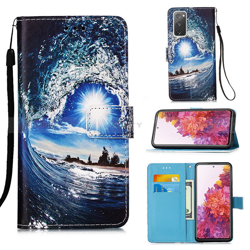 Coque Portefeuille Motif Fantaisie Livre Cuir Etui Clapet Y02B pour Samsung Galaxy S20 FE 5G Bleu Royal Plus