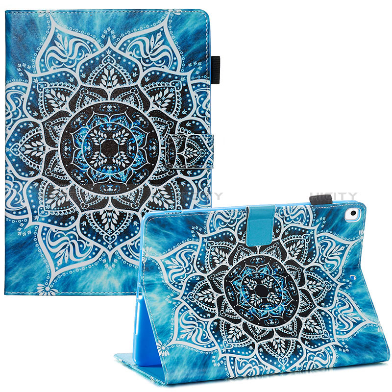 Coque Portefeuille Motif Fantaisie Livre Cuir Etui Clapet Y03B pour Apple iPad 10.2 (2019) Bleu Ciel Plus