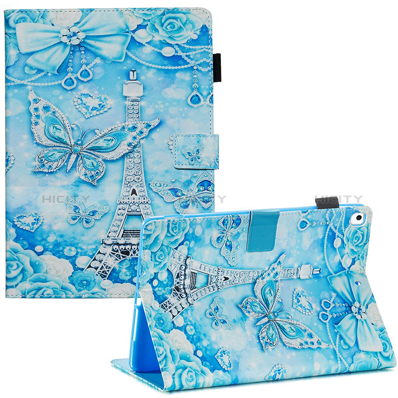 Coque Portefeuille Motif Fantaisie Livre Cuir Etui Clapet Y03B pour Apple iPad 10.2 (2021) Bleu Clair Plus