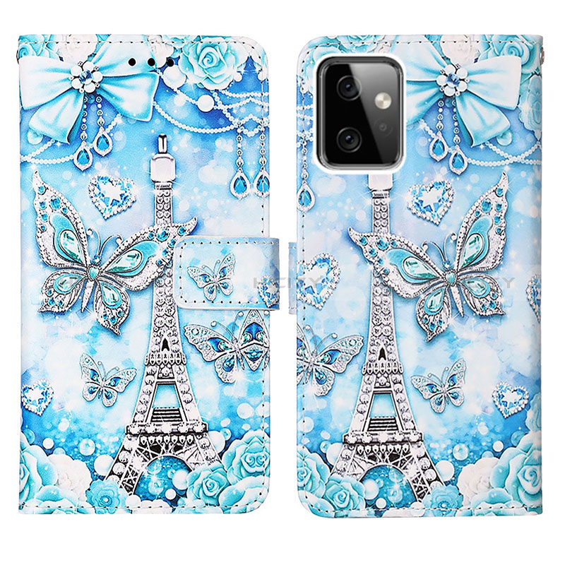 Coque Portefeuille Motif Fantaisie Livre Cuir Etui Clapet Y03B pour Motorola Moto G Power 5G (2023) Bleu Clair Plus