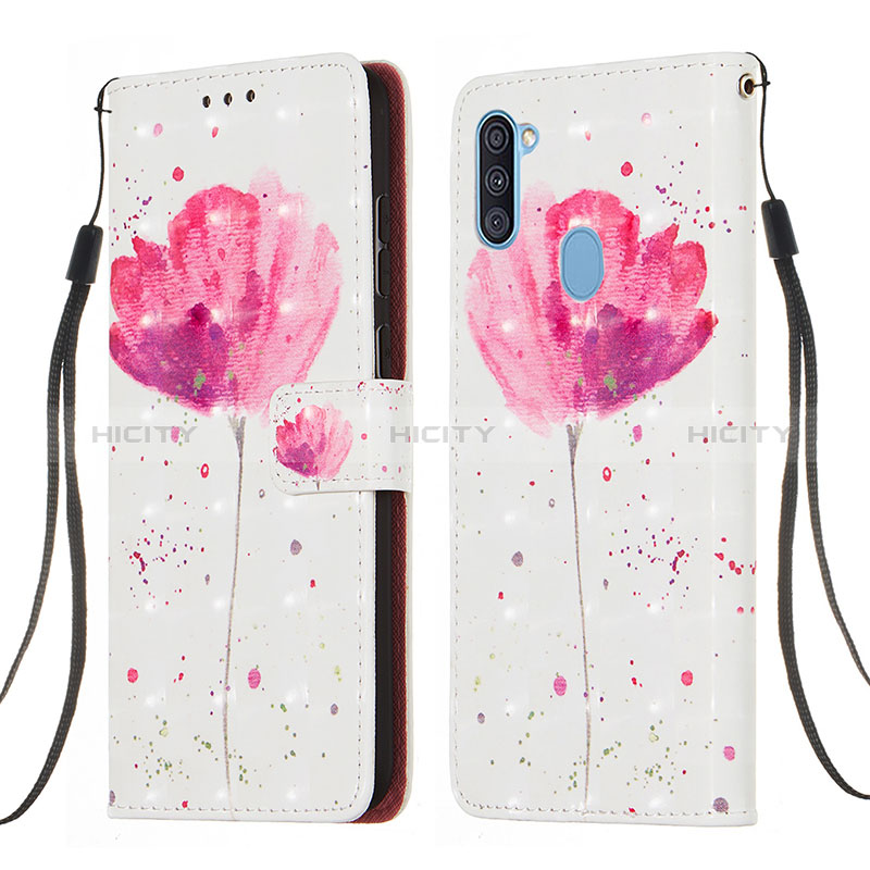 Coque Portefeuille Motif Fantaisie Livre Cuir Etui Clapet Y03B pour Samsung Galaxy A11 Rose Plus