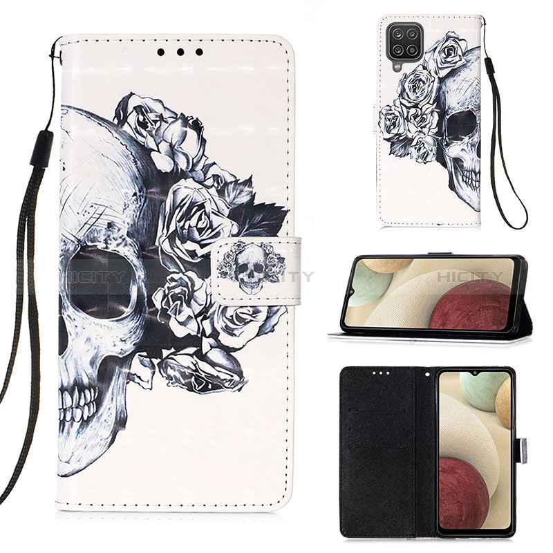 Coque Portefeuille Motif Fantaisie Livre Cuir Etui Clapet Y03B pour Samsung Galaxy A12 Nacho Noir Plus