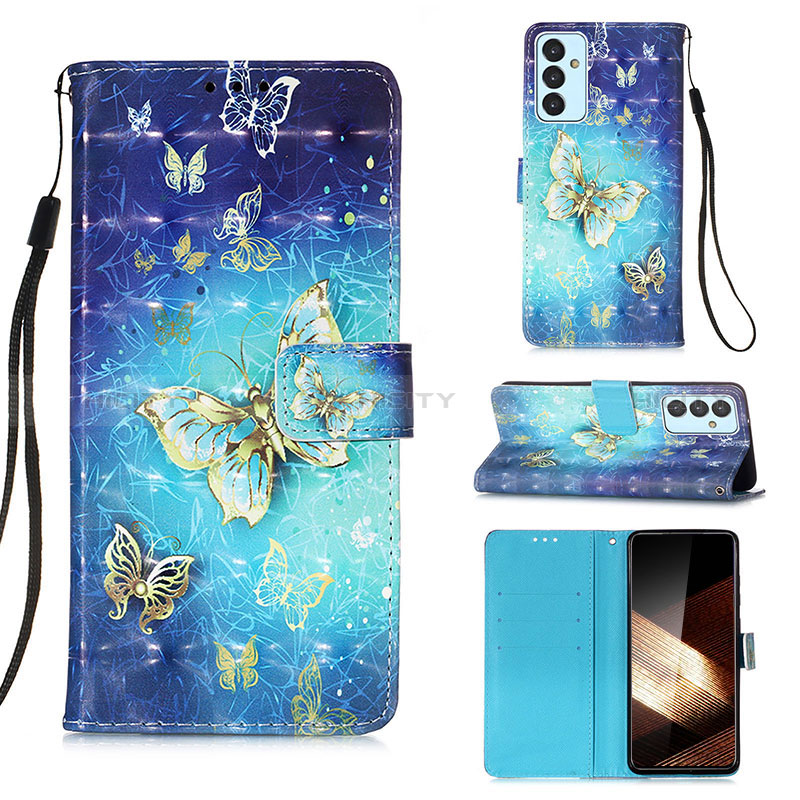 Coque Portefeuille Motif Fantaisie Livre Cuir Etui Clapet Y03B pour Samsung Galaxy A15 5G Bleu Ciel Plus