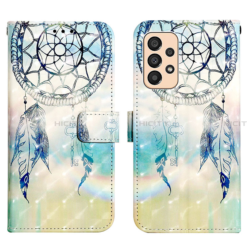 Coque Portefeuille Motif Fantaisie Livre Cuir Etui Clapet Y03B pour Samsung Galaxy A33 5G Bleu Clair Plus