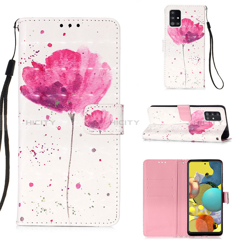 Coque Portefeuille Motif Fantaisie Livre Cuir Etui Clapet Y03B pour Samsung Galaxy A51 5G Rose Plus