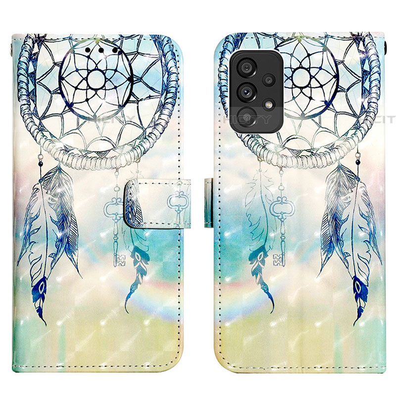 Coque Portefeuille Motif Fantaisie Livre Cuir Etui Clapet Y03B pour Samsung Galaxy A53 5G Bleu Clair Plus