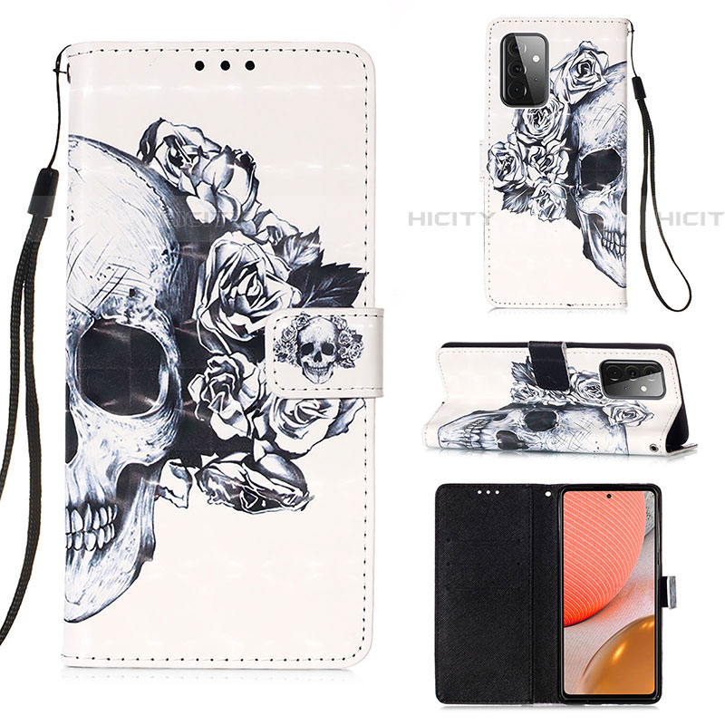 Coque Portefeuille Motif Fantaisie Livre Cuir Etui Clapet Y03B pour Samsung Galaxy A72 4G Noir Plus