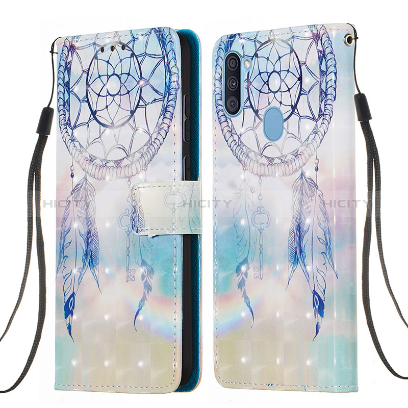 Coque Portefeuille Motif Fantaisie Livre Cuir Etui Clapet Y03B pour Samsung Galaxy M11 Bleu Clair Plus