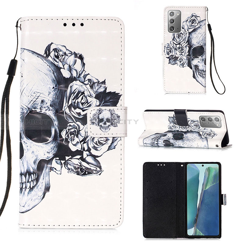 Coque Portefeuille Motif Fantaisie Livre Cuir Etui Clapet Y03B pour Samsung Galaxy Note 20 5G Noir Plus