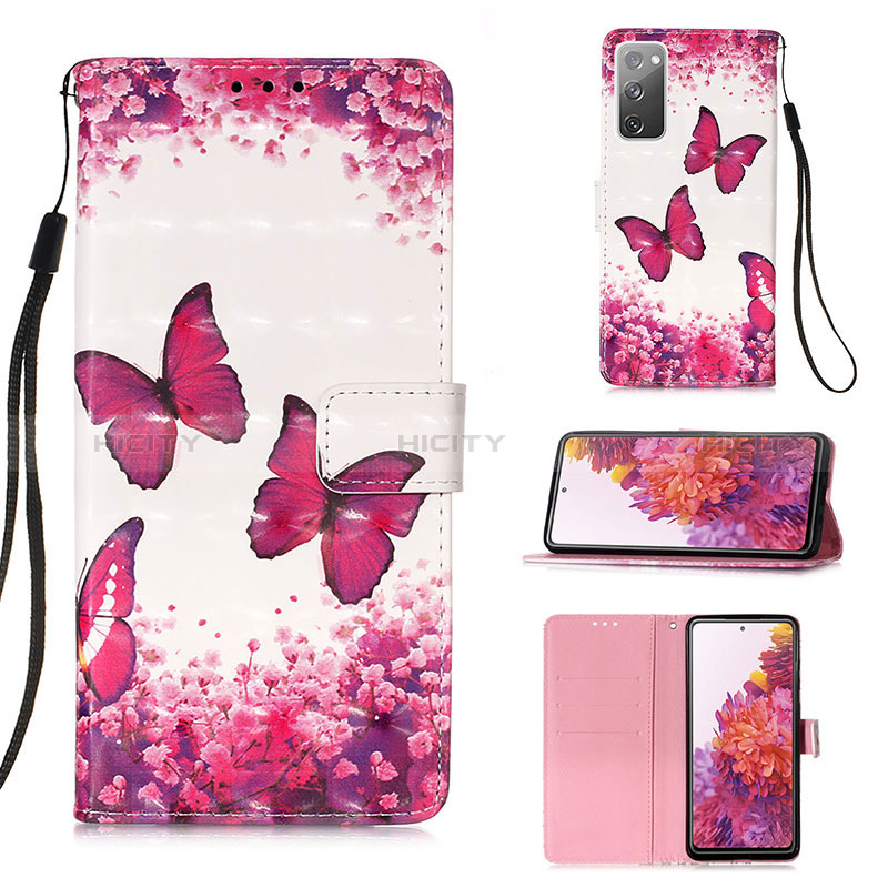 Coque Portefeuille Motif Fantaisie Livre Cuir Etui Clapet Y03B pour Samsung Galaxy S20 FE 4G Rose Rouge Plus