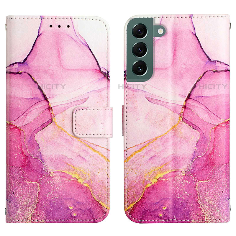 Coque Portefeuille Motif Fantaisie Livre Cuir Etui Clapet Y03B pour Samsung Galaxy S22 5G Rose Rouge Plus