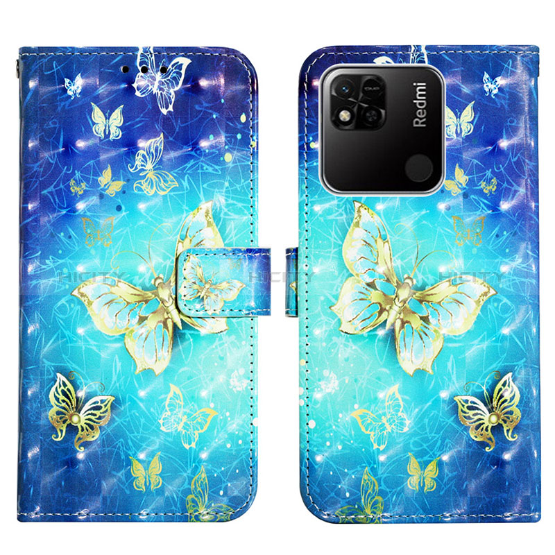 Coque Portefeuille Motif Fantaisie Livre Cuir Etui Clapet Y03B pour Xiaomi POCO C3 Bleu Ciel Plus