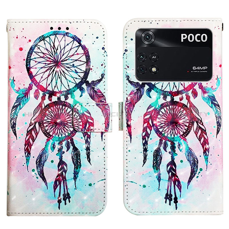 Coque Portefeuille Motif Fantaisie Livre Cuir Etui Clapet Y03B pour Xiaomi Poco M4 Pro 4G Colorful Plus