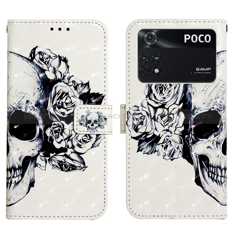 Coque Portefeuille Motif Fantaisie Livre Cuir Etui Clapet Y03B pour Xiaomi Poco M4 Pro 4G Noir Plus