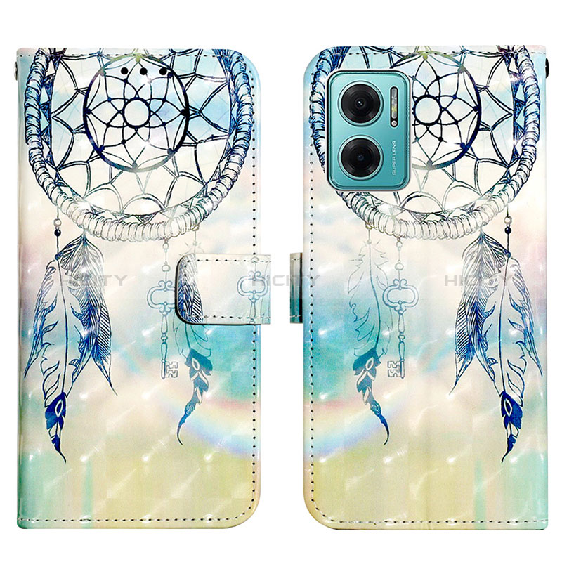 Coque Portefeuille Motif Fantaisie Livre Cuir Etui Clapet Y03B pour Xiaomi Redmi 10 5G Bleu Clair Plus