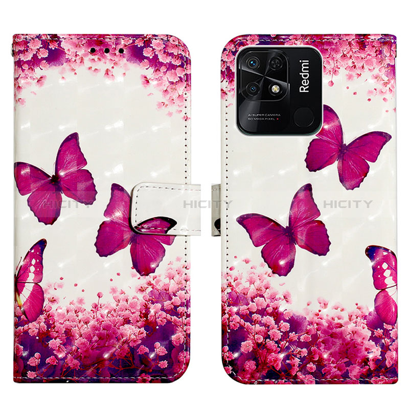 Coque Portefeuille Motif Fantaisie Livre Cuir Etui Clapet Y03B pour Xiaomi Redmi 10 India Rose Rouge Plus