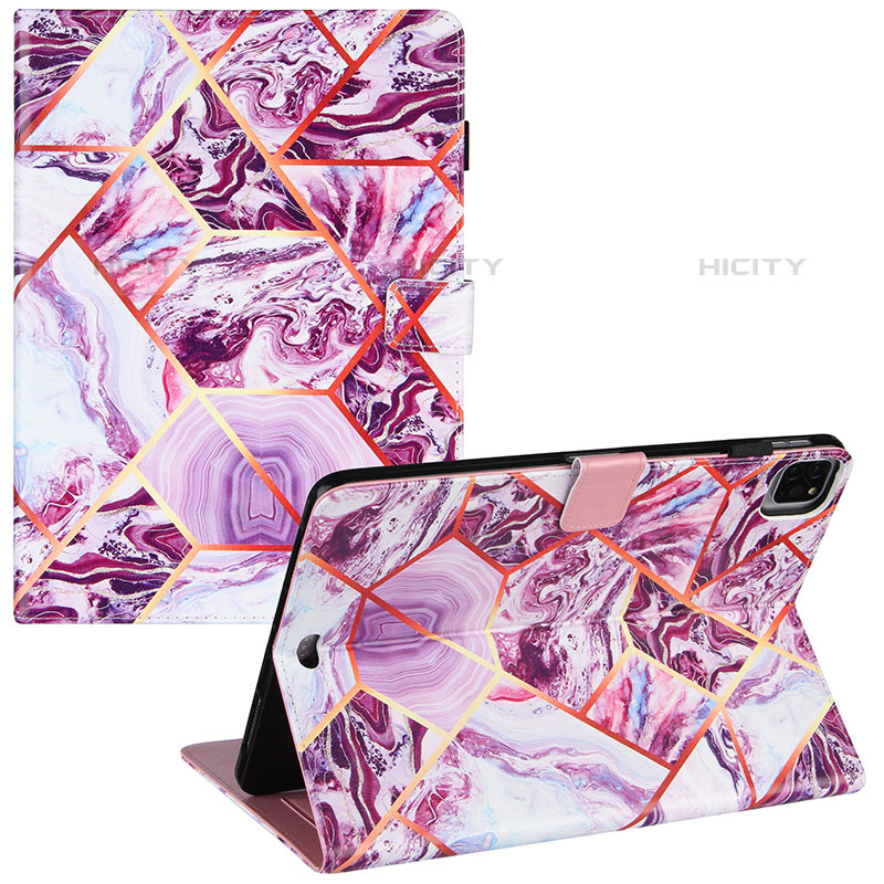 Coque Portefeuille Motif Fantaisie Livre Cuir Etui Clapet Y04B pour Apple iPad Pro 11 (2021) Violet Clair Plus