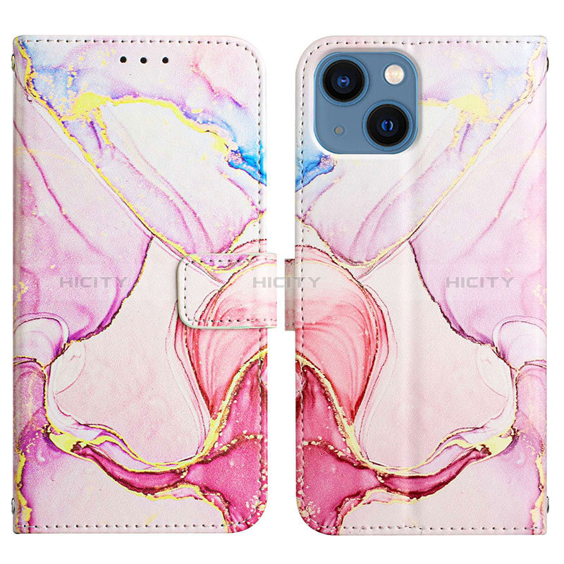 Coque Portefeuille Motif Fantaisie Livre Cuir Etui Clapet Y04B pour Apple iPhone 13 Rose Plus