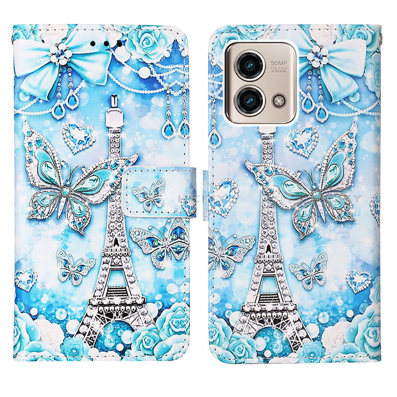 Coque Portefeuille Motif Fantaisie Livre Cuir Etui Clapet Y04B pour Motorola Moto G Stylus (2023) 5G Bleu Clair Plus