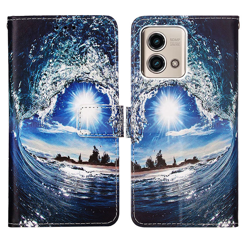 Coque Portefeuille Motif Fantaisie Livre Cuir Etui Clapet Y04B pour Motorola Moto G Stylus (2023) 5G Bleu Royal Plus