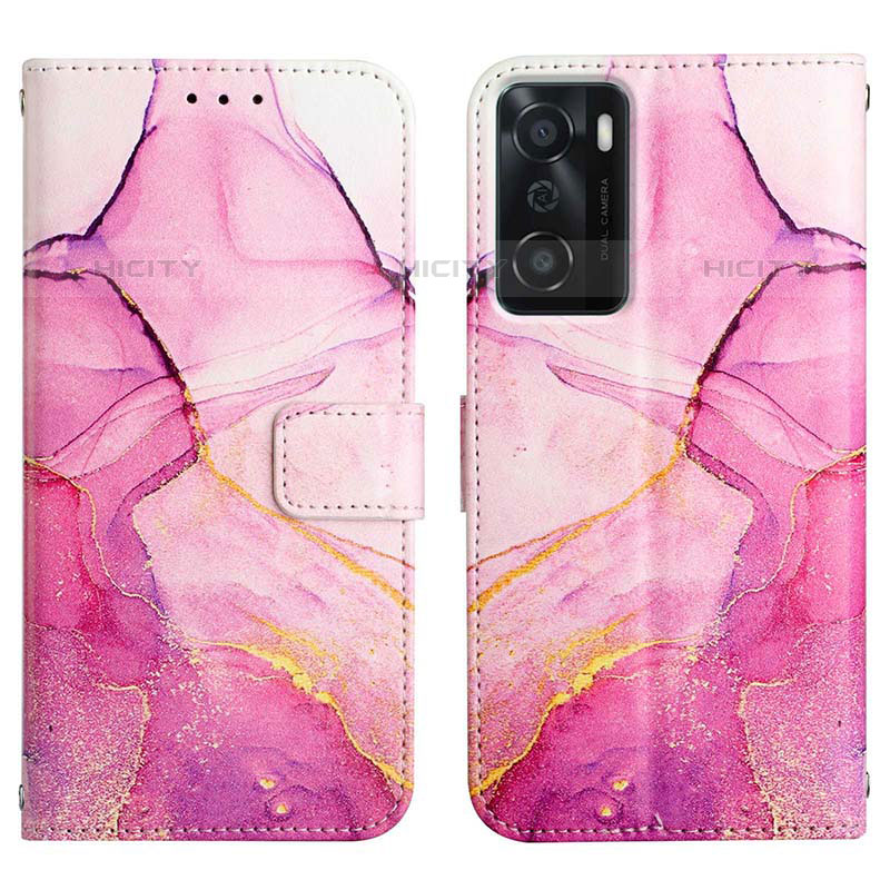 Coque Portefeuille Motif Fantaisie Livre Cuir Etui Clapet Y04B pour Oppo A55S 5G Rose Rouge Plus