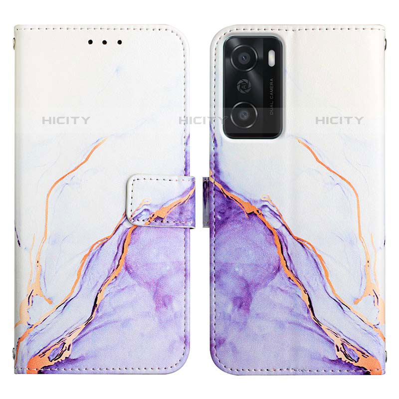 Coque Portefeuille Motif Fantaisie Livre Cuir Etui Clapet Y04B pour Oppo A55S 5G Violet Plus