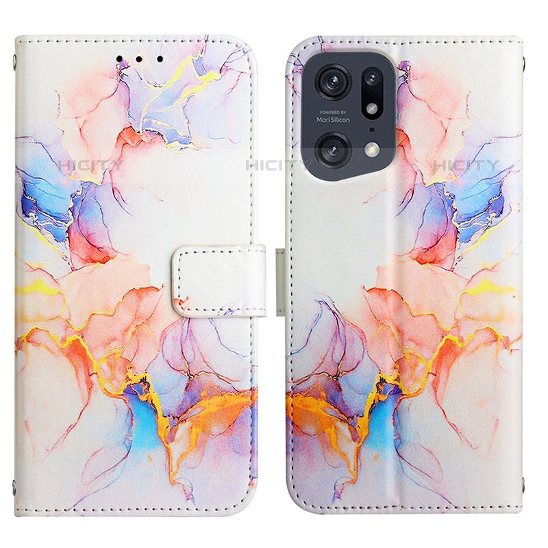 Coque Portefeuille Motif Fantaisie Livre Cuir Etui Clapet Y04B pour Oppo Find X5 Pro 5G Bleu Plus