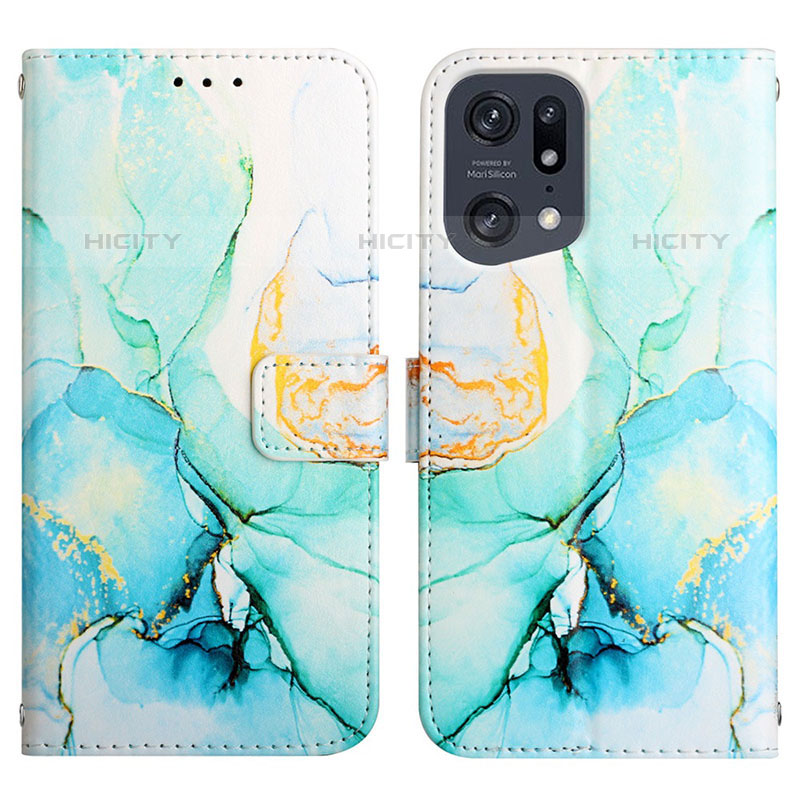 Coque Portefeuille Motif Fantaisie Livre Cuir Etui Clapet Y04B pour Oppo Find X5 Pro 5G Vert Plus