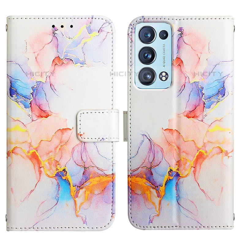 Coque Portefeuille Motif Fantaisie Livre Cuir Etui Clapet Y04B pour Oppo Reno6 Pro 5G Bleu Plus