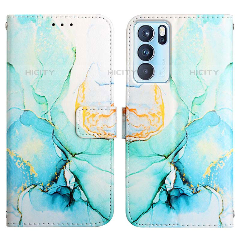 Coque Portefeuille Motif Fantaisie Livre Cuir Etui Clapet Y04B pour Oppo Reno6 Pro 5G India Vert Plus