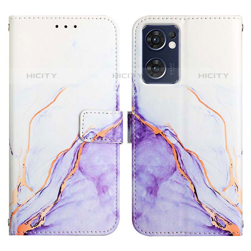 Coque Portefeuille Motif Fantaisie Livre Cuir Etui Clapet Y04B pour Oppo Reno7 5G Violet Plus