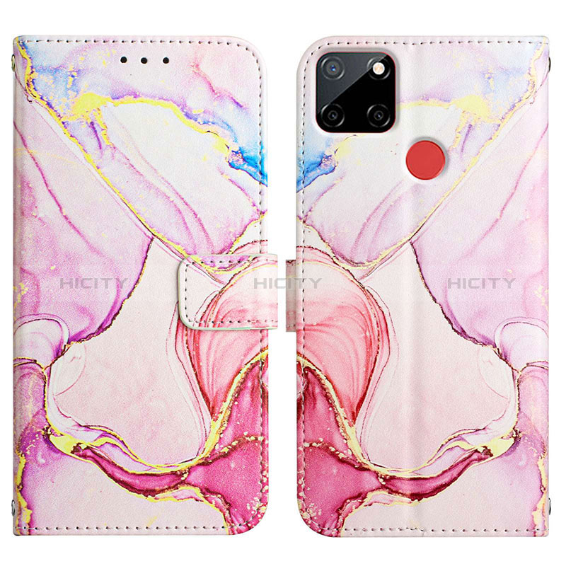 Coque Portefeuille Motif Fantaisie Livre Cuir Etui Clapet Y04B pour Realme 7i RMX2193 Rose Plus