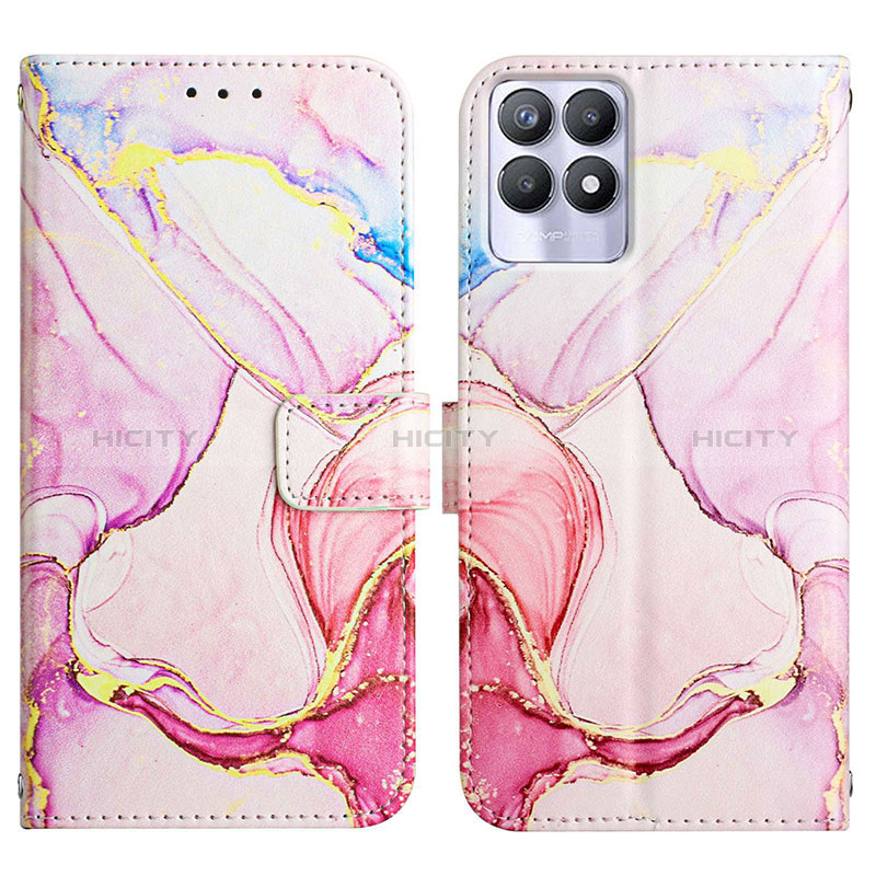 Coque Portefeuille Motif Fantaisie Livre Cuir Etui Clapet Y04B pour Realme 8i Rose Plus