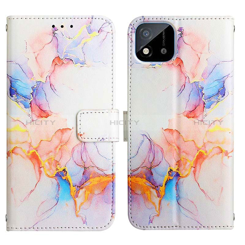 Coque Portefeuille Motif Fantaisie Livre Cuir Etui Clapet Y04B pour Realme C20 Bleu Plus