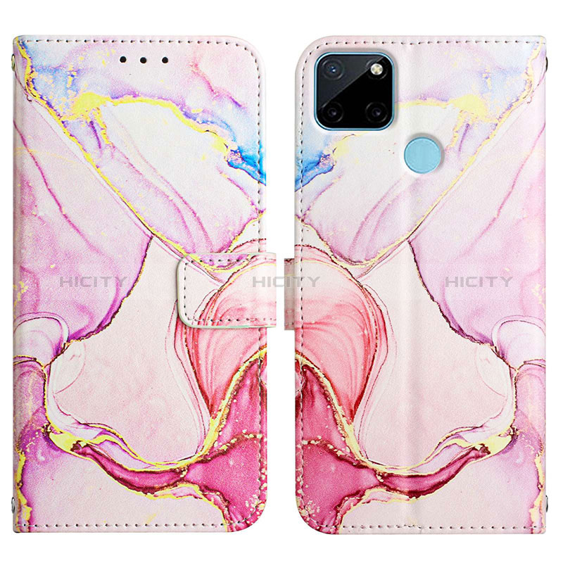 Coque Portefeuille Motif Fantaisie Livre Cuir Etui Clapet Y04B pour Realme C21Y Rose Plus