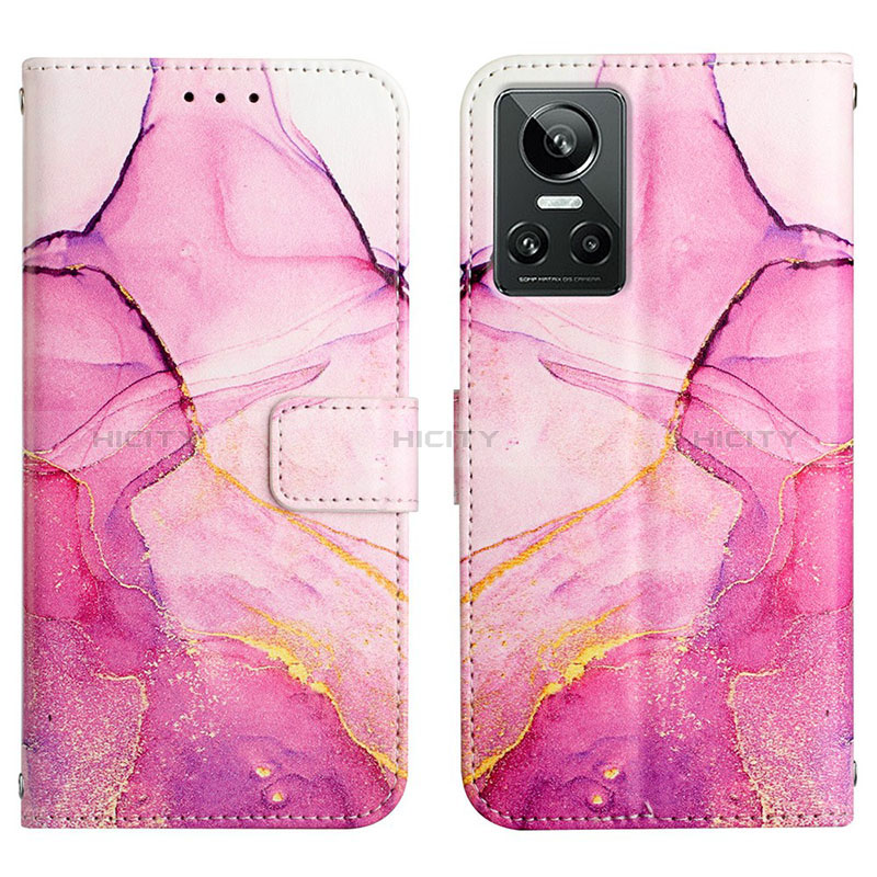 Coque Portefeuille Motif Fantaisie Livre Cuir Etui Clapet Y04B pour Realme GT Neo3 5G Rose Rouge Plus